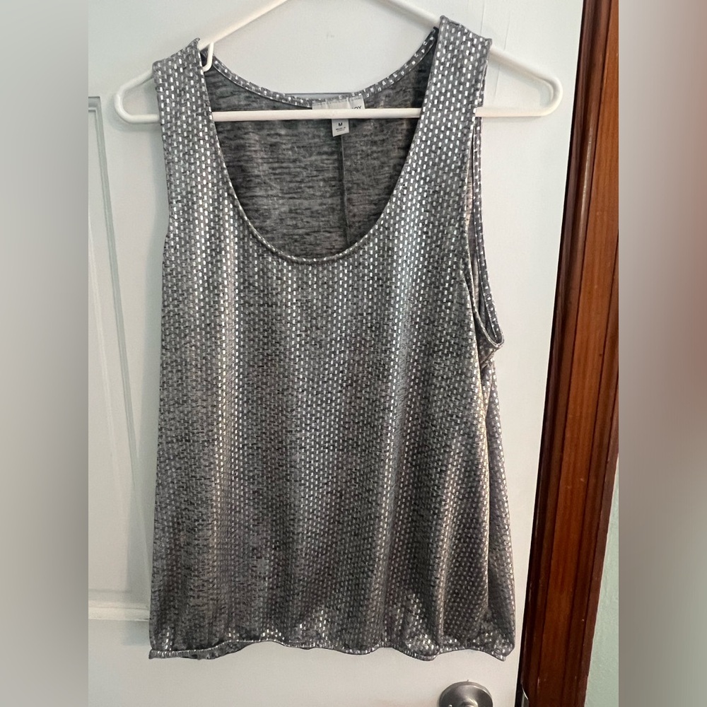 Metallic Silver Tank with elastic waist